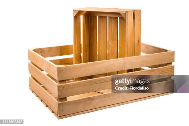two wooden box from pine boards for storing - wooden box stockfoto's en -beelden