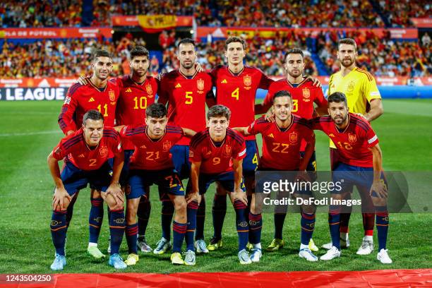 Spanish teamphoto prior to the UEFA Nations League League A Group 2 match between Spain and Switzerland at La Romareda on September 24, 2022 in...