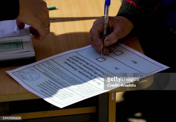 People cast their votes in controversial referendums in Donetsk Oblast, Ukraine on September 25, 2022. Voting will run from Friday to Tuesday in...