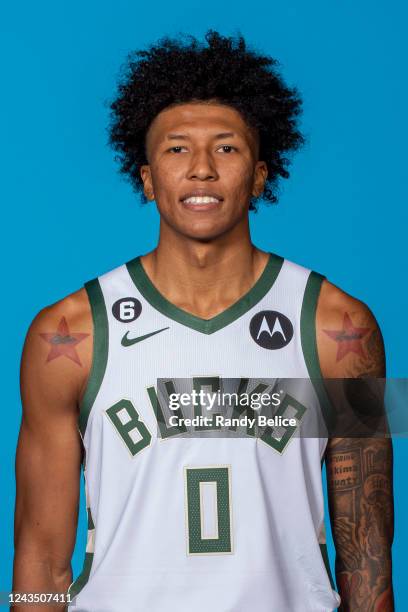 Marjon Beauchamp of the Milwaukee Bucks poses for a head shot during NBA Media Day at Fiserv Forum on September 25, 2022 in Milwaukee, Wisconsin....