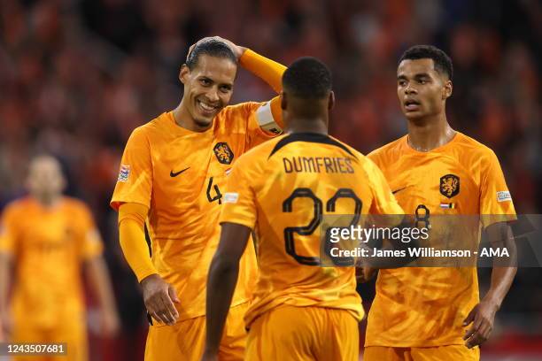 Virgil van Dijk of Netherlands at full time of the UEFA Nations League League A Group 4 match between Netherlands and Belgium at Johan Cruijff Arena...
