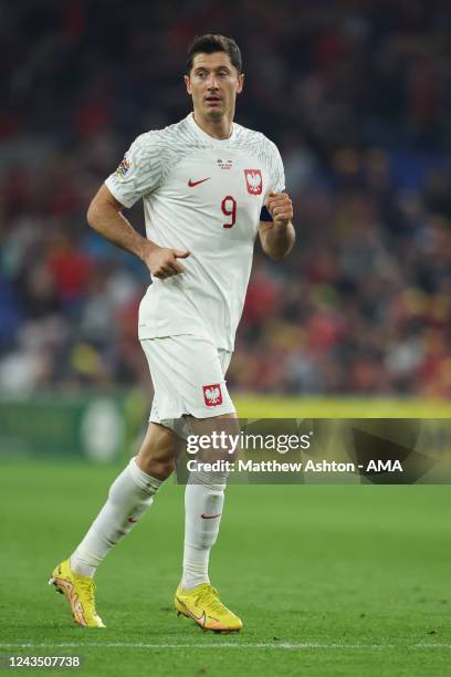 Robert Lewandowski of Poland during the UEFA Nations League League A Group 4 match between Wales and Poland at Cardiff City Stadium on September 25,...