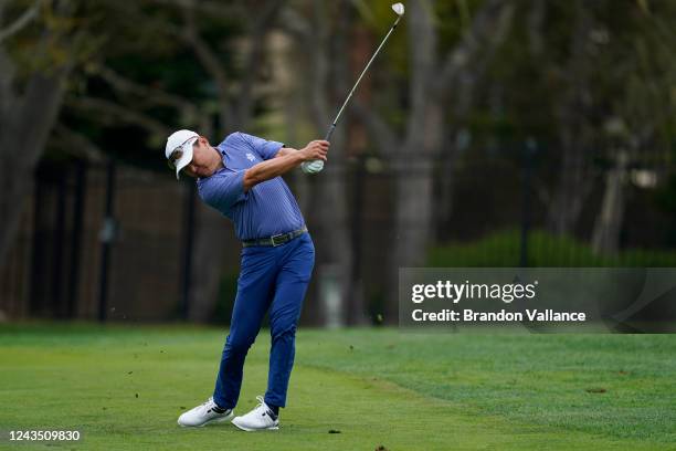 Charlie Wi of South Korea hits on the first green during the Final Round of the PURE Insurance Championship at Pebble Beach Golf Links on September...