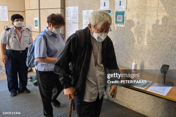 Cardinal Joseph Zen , one of Asia's highest-ranking Catholic clerics, arrives at a court for his trial in Hong Kong on September 26, 2022. - Zen, a...