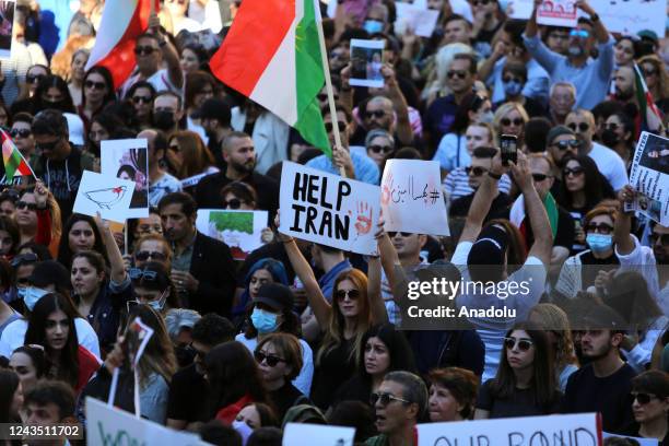 Thousands of people gather outside Vancouver Art Gallery, during a solidarity protest for Mahsa Amini, a 22 years old Iranian woman who died under...