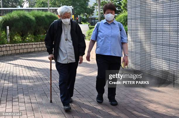 Cardinal Joseph Zen, one of Asia's highest-ranking Catholic clerics, arrives at a court for his trial in Hong Kong on September 26, 2022. - Zen, a...