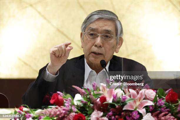 Haruhiko Kuroda, governor of the Bank of Japan , speaks a news conference in Osaka, Japan, on Monday, Sept. 26, 2022. Kuroda said the governments...