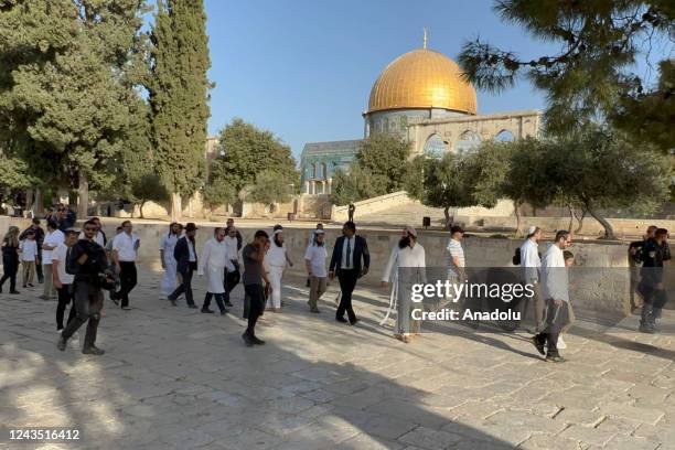 Israeli settlers stormed Al-Aqsa mosque compound accompanying with Israeli riot police within the Rosh Hashanah, the Jewish New Year in Jerusalem on...