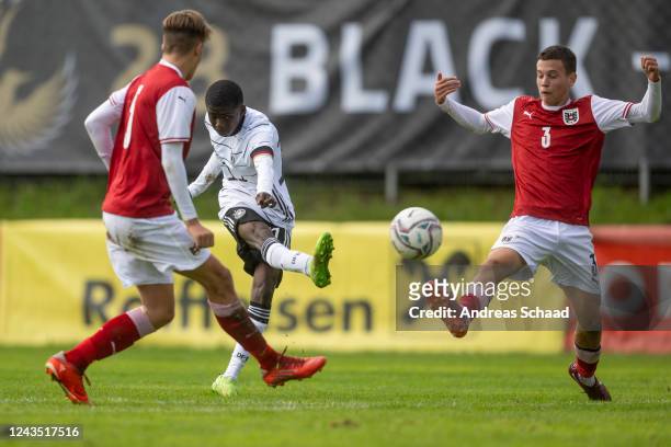 Oluwaseyi Wilson of Germany and Jakob Schoeny of Austria during the International Friendly match between Austria U16 and Germany U16 on September 26,...