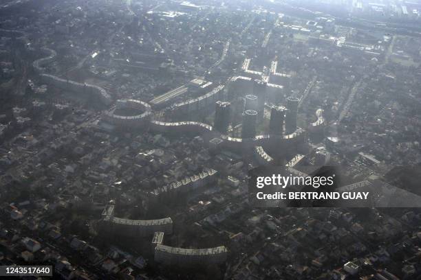 Des cités de Drancy sont survolées, le 20 décembre 2007, lors d'une opération de thermographie aérienne visant à établir une cartographie des...