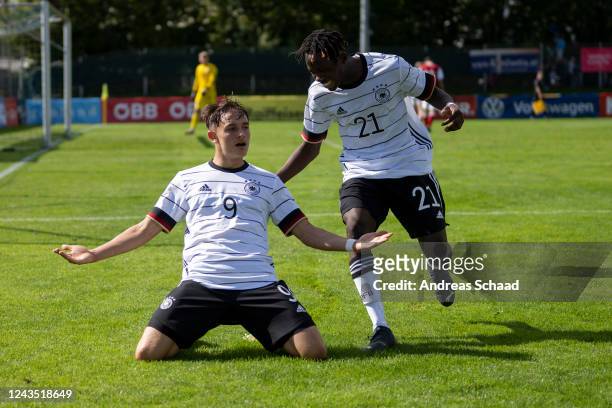 Jenny Neumann and Trevor Benedict of Germany during the International Friendly match between Austria U16 and Germany U16 on September 26, 2022 in...