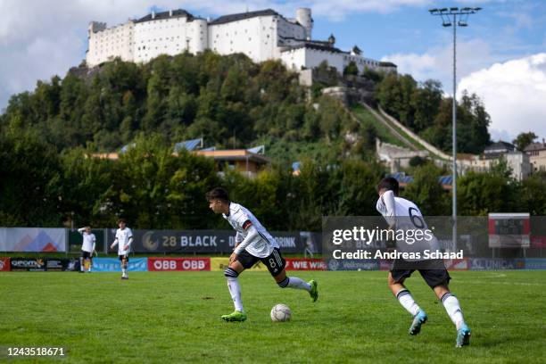 Adin Licina and Francesco Buono of Germany in action during the International Friendly match between Austria U16 and Germany U16 on September 26,...