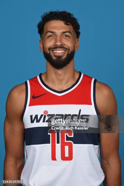 Anthony Gill of the Washington Wizards poses for a head shot during NBA Media Day on September 23, 2022 at Entertainment and Sports Arena in...