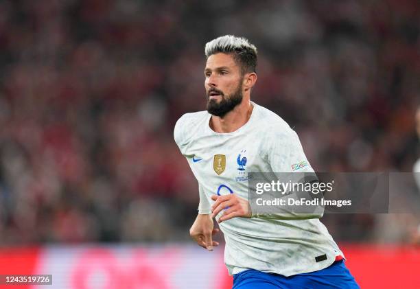 Olivier Giroud of France looks on during the UEFA Nations League League A Group 1 match between Denmark and France at Parken Stadium on September 25,...