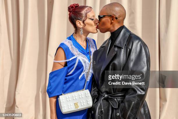 Ladyfag and Skin attend the Burberry Spring/Summer 2023 runway show in Bermondsey on September 26, 2022 in London, England.