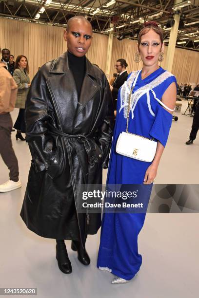 Skin and Ladyfag attend the Burberry Spring/Summer 2023 runway show in Bermondsey on September 26, 2022 in London, England.