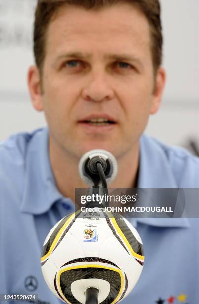 Germany's team manager Oliver Bierhoff addresses a press conference in Appiano, near the north Italian city of Bolzano May 24, 2010. The German...