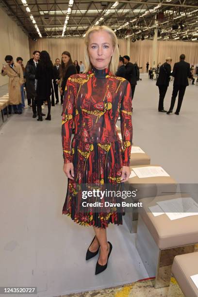 Gillian Anderson attends the Burberry Spring/Summer 2023 runway show in Bermondsey on September 26, 2022 in London, England.