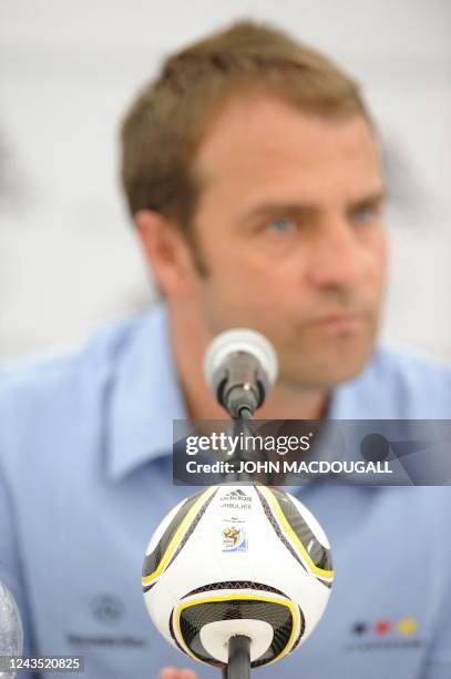 Germany's co-trainer Hansi Flick addresses a press conference in Appiano, near the north Italian city of Bolzano May 25, 2010. The German football...