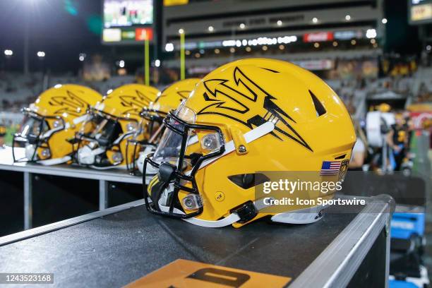 Arizona State Sun Devils helmets during the college football game between the Utah Utes and the Arizona State Sun Devils on September 24, 2022 at Sun...