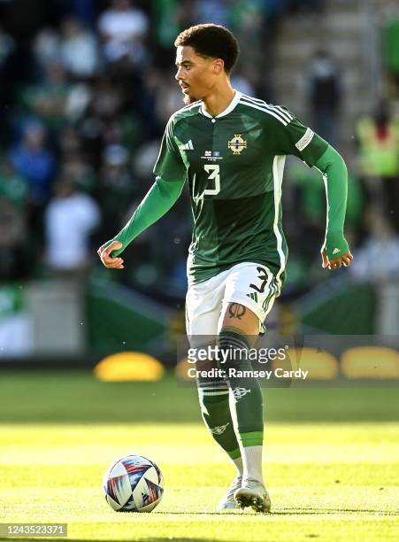 Belfast , United Kingdom - 24 September 2022; Jamal Lewis of Northern Ireland during UEFA Nations League C Group 2 match between Northern Ireland and...