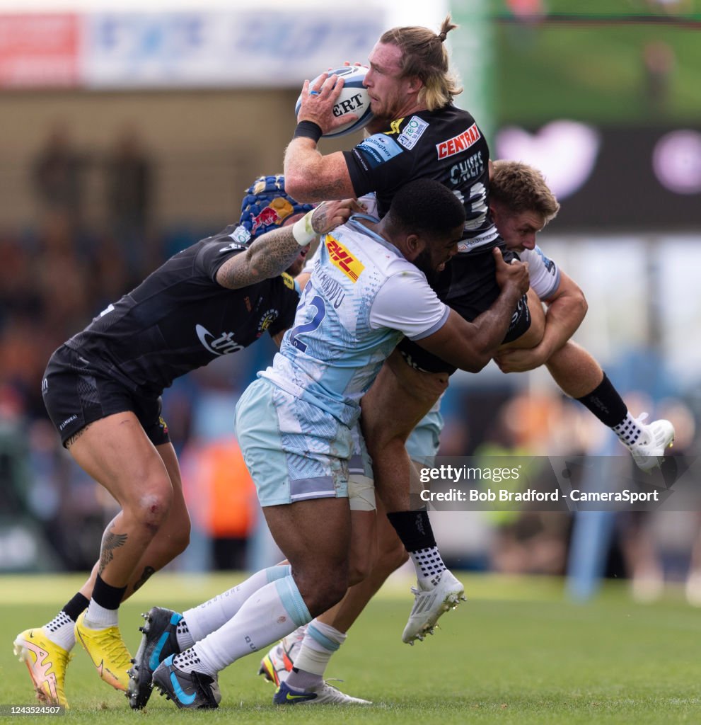Exeter Rugby Colours Exeter Chiefs' Stuart Hogg in action during the Gallagher Premiership ...