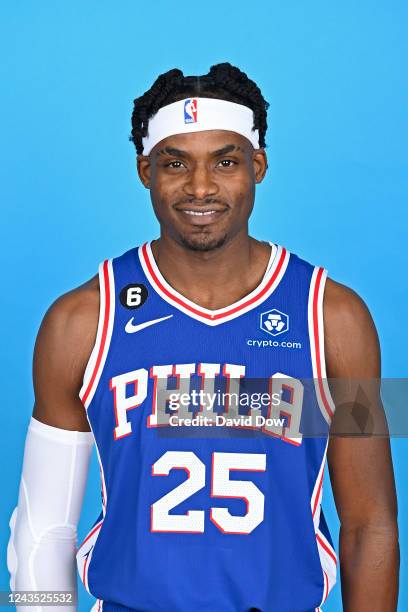 Danuel House Jr. #25 of the Philadelphia 76ers poses for a head shot during NBA Media Day on September 26, 2022 at Wells Fargo Center in...