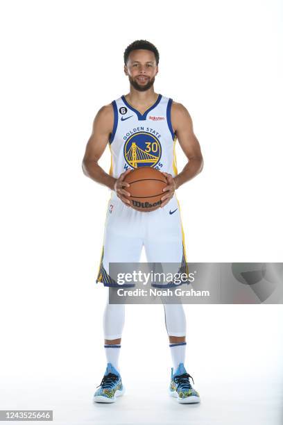 Stephen Curry of the Golden State Warriors poses for a portrait during 2022 NBA Media Day September 25, 2022 at Chase Center in San Francisco,...