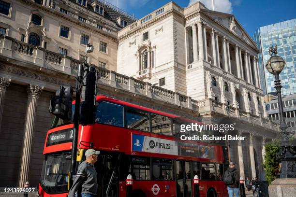An exterior of the Bank of England and Royal Exchange in the aftermath of new Prime Minster, Liz Truss and her Chancellor Kwasi Kwarteng's...