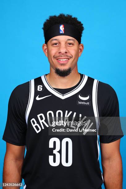 Seth Curry of the Brooklyn Nets poses for a head shot during NBA Media Day on September 26, 2022 at the HSS Training Center in Brooklyn, New York....