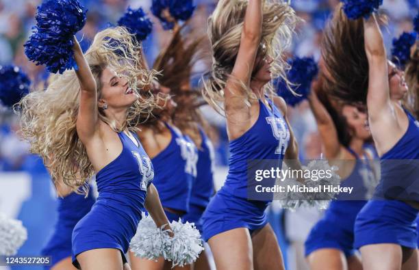 Members of the Kentucky Wildcats dance team perform during the game against the Northern Illinois Huskies at Kroger Field on September 24, 2022 in...