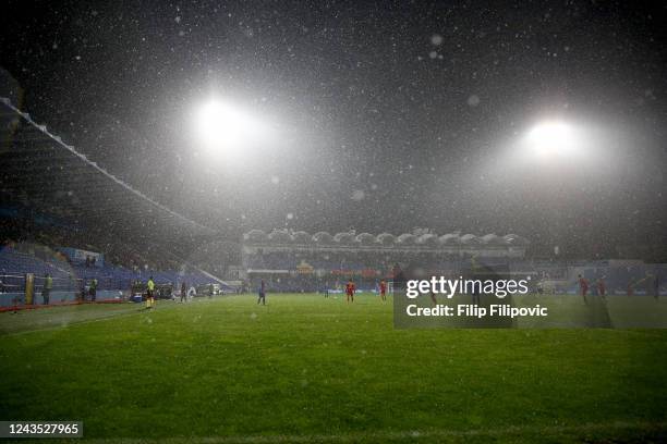 General view of stadium during the UEFA Nations League League B Group 3 match between Montenegro and Finland at Gradski Stadion on September 26, 2022...