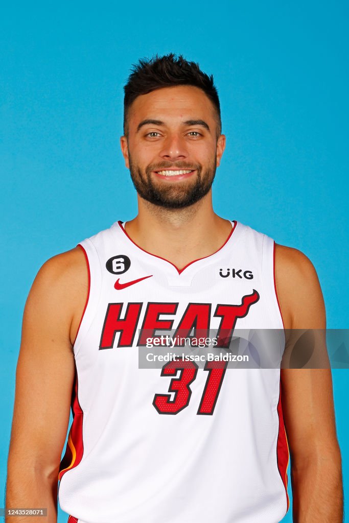 Max Strus Max Strus of the Miami Heat poses for a head shot during NBA Media ...