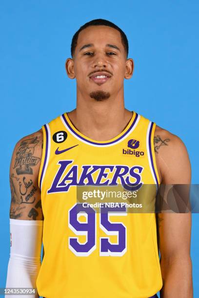 Juan Toscano-Anderson of the Los Angeles Lakers poses for a head shot during NBA Media day at UCLA Health Training Center on September 26, 2022 in El...