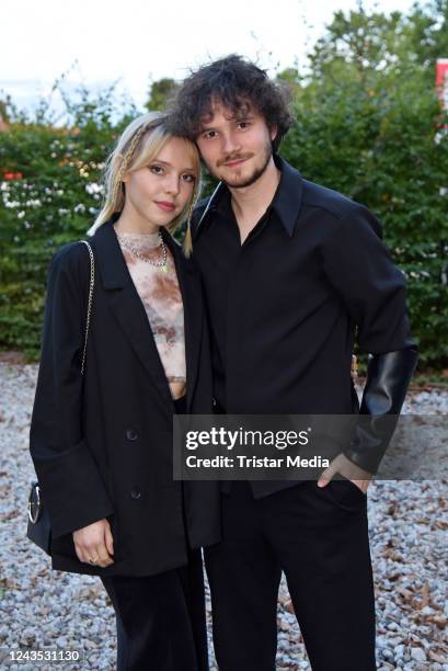 Lina Larissa Strahl and her boyfriend Tilman Poerzgen attend the First Steps Awards 2022 at Motorwerk on September 26, 2022 in Berlin, Germany.