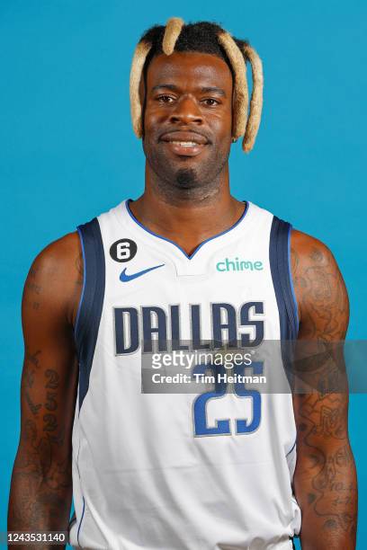 Reggie Bullock of the Dallas Mavericks poses for a head shot during NBA Media Day on September 26, 2022 at American Airlines Center in Dallas, Texas....