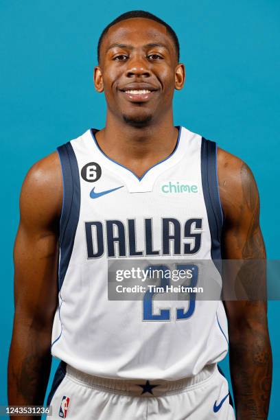 McKinley Wright IV of the Dallas Mavericks poses for a head shot during NBA Media Day on September 26, 2022 at American Airlines Center in Dallas,...