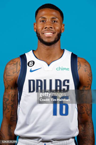 Stewart Jr. #16 of the Dallas Mavericks poses for a head shot during NBA Media Day on September 26, 2022 at American Airlines Center in Dallas,...