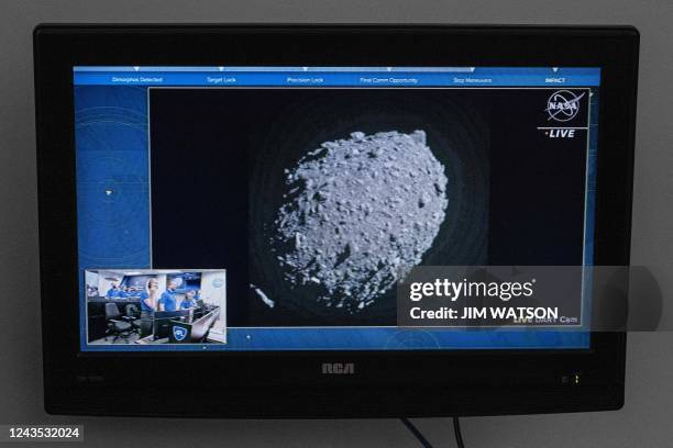 Television at NASA's Kennedy Space Center in Cape Canaveral, Florida, captures the final images from the Double Asteroid Redirection Test just before...