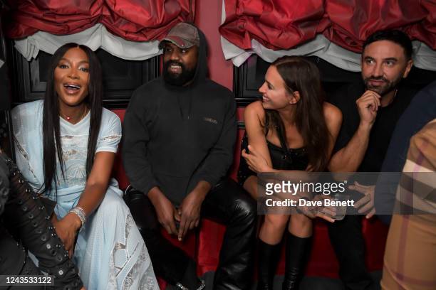Naomi Campbell, Kanye West, Irina Shayk and CCO of Burberry Riccardo Tisci attend the Burberry Spring/Summer 2022 aftershow party at The Twenty Two...