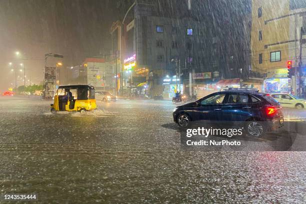 Heavy rains lash several parts of Hyderabad on Monday 26th September 2022.