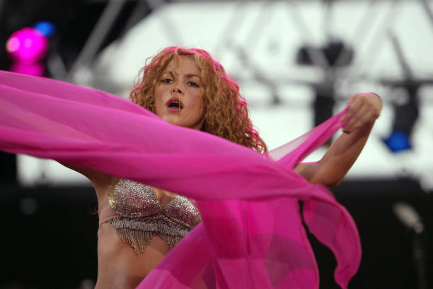 Latin American singing sensation Shakira dances during Thisday music festival in Lagos 15 July, 2007. The second Thisday, a Nigeria tabloid sponsored...
