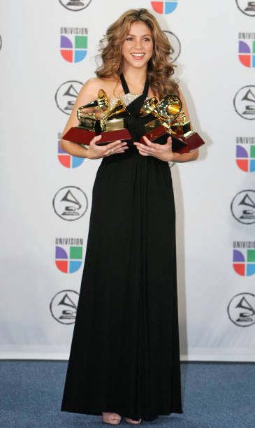 Shakira holds her four Grammy Awards during the 7th Annual Latin Grammy Awards 02 November, 2006 at Madison Square Garden in New York. The Latin...