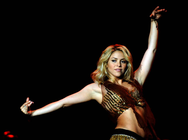 Colombian singer Shakira performs on stage during the "Rock in Rio" music festival in Arganda del Rey near Madrid on June 5, 2010. AFP...