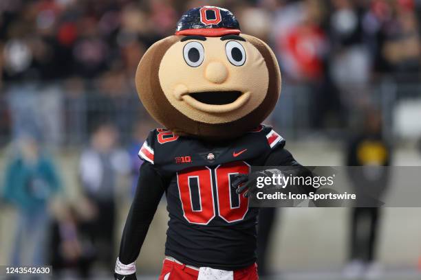 Ohio State mascot Brutus Buckeye on the field prior to the college football game between the Wisconsin Badgers and Ohio State Buckeyes on September...