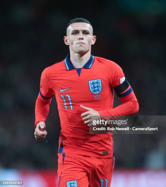 Englands Phil Foden during the UEFA Nations League League A Group 3 match between England and Germany at Wembley Stadium on September 26, 2022 in...