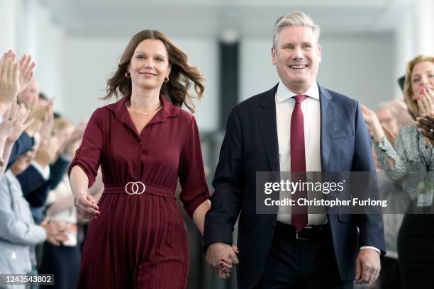 Labour Party leader Keir Starmer and his wife Victoria arrive for his key note speech on the third day of the annual Labour Party conference on...