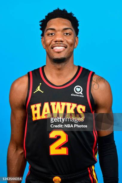 Trent Forrest of the Atlanta Hawks poses for a head shot during NBA Media Day on September 23, 2022 at PC&E Studio in Atlanta, Georgia. NOTE TO USER:...