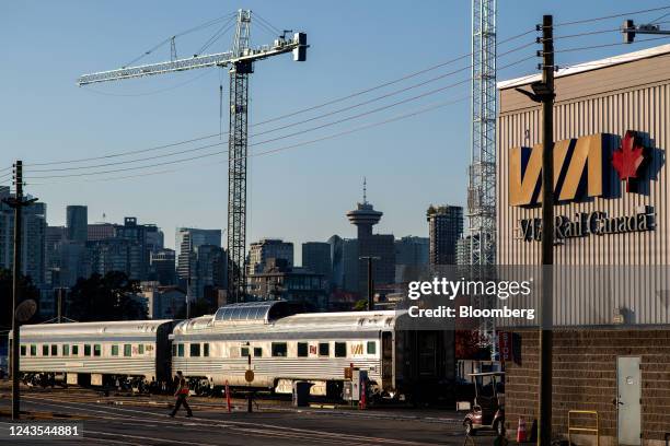 The VIA rail yard where the Amtrak Cascades train disembarks from at the Pacific Central Station in Vancouver, British Columbia, Canada, on Monday,...