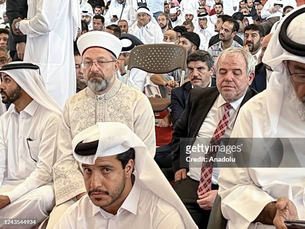 Head of Turkiyeâs Religious Affairs Directorate, Ali Erbas attends the funeral of Chairman of the International Union of Muslim Scholars Yusuf...